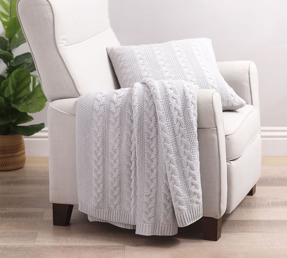 Gray knit throw discount blanket