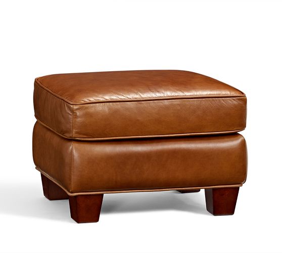 Irving Leather Storage Ottoman Pottery Barn