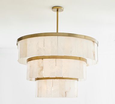 Windham Alabaster 3 Tier Chandelier | Pottery Barn