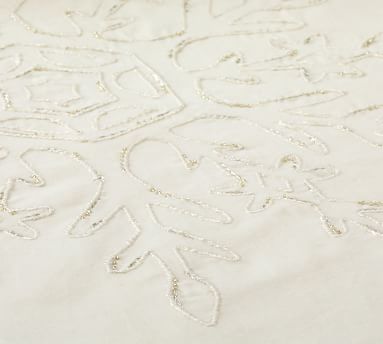 Ivory Fabric Tree Skirt with Snowflake Design
