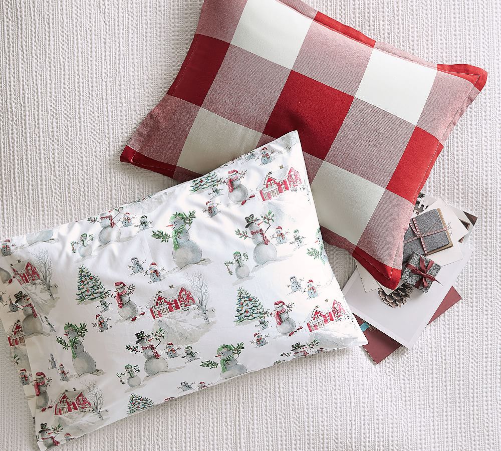 Snowman Organic Percale Pillowcases - Set Of 2 