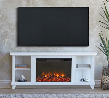 Slim tv deals stand with fireplace