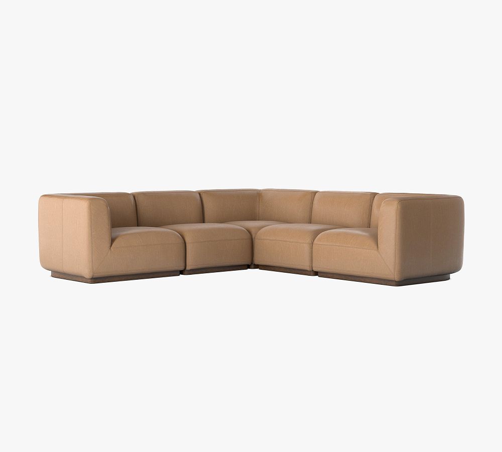 Mila Leather Square Arm 5-Piece L-Shaped Sectional
