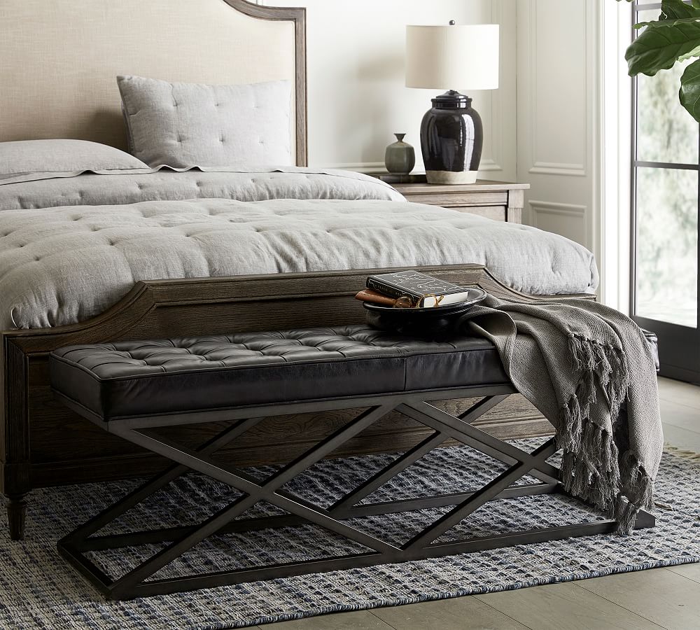 Kirkham Leather Bench Pottery Barn
