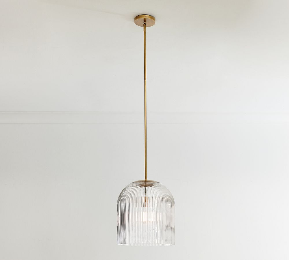 Brass and Crystal Lamp With Ridged Lampshade -  Canada