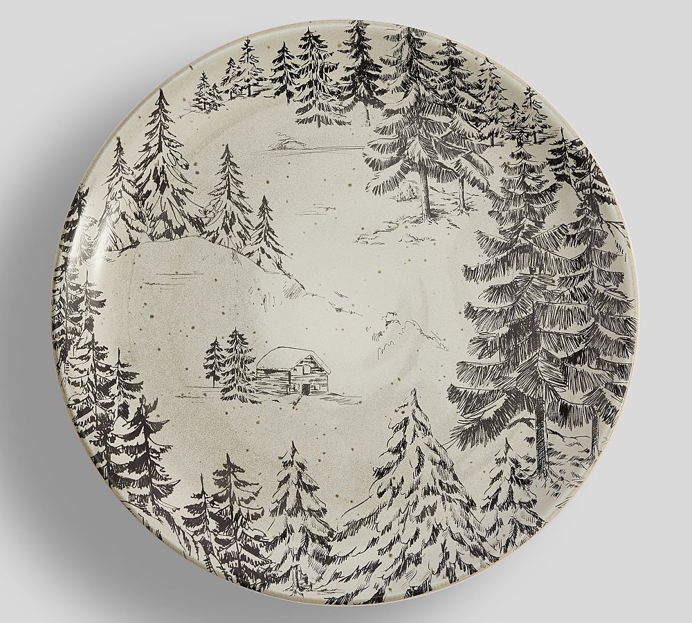 Rustic Forest Stoneware Dinner Plates - Set of 4