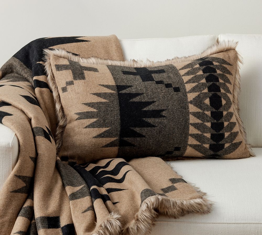 Faux Fur Pendleton Spider Rock Lumbar Pillow Pottery Barn