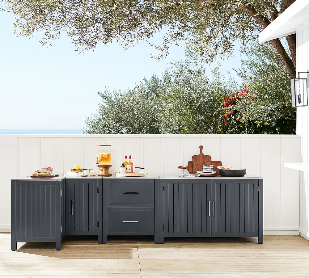 Indio Metal Outdoor Kitchen TwoDrawer Pottery Barn