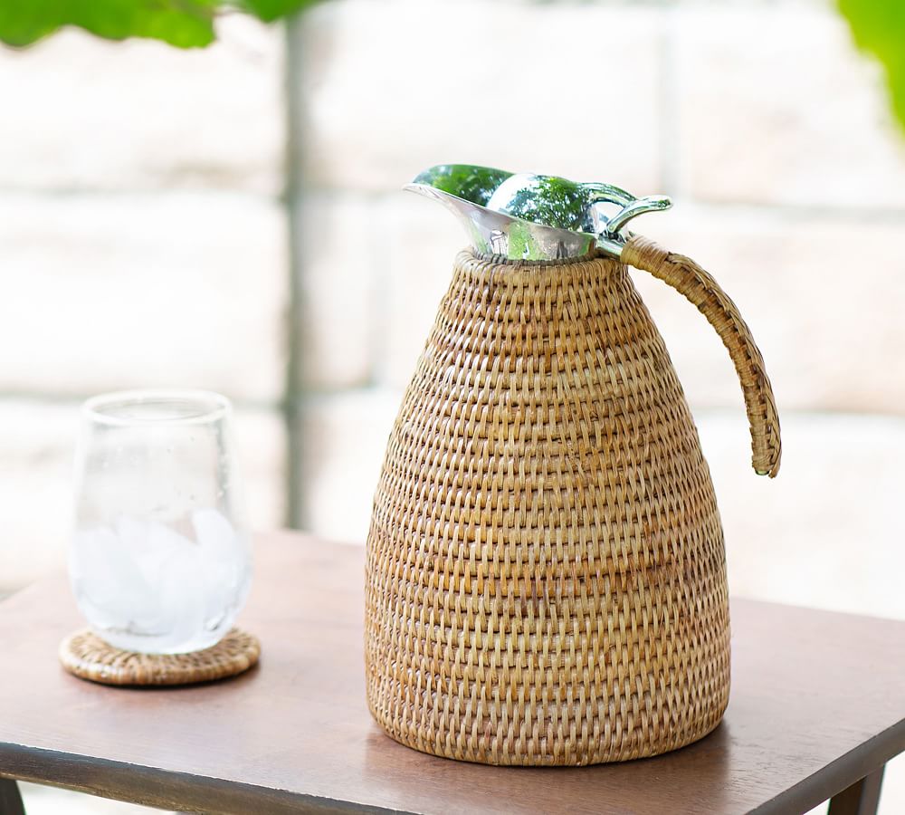 Woven Rattan Thermos with Stainless Steel - Pomegranate Inc.