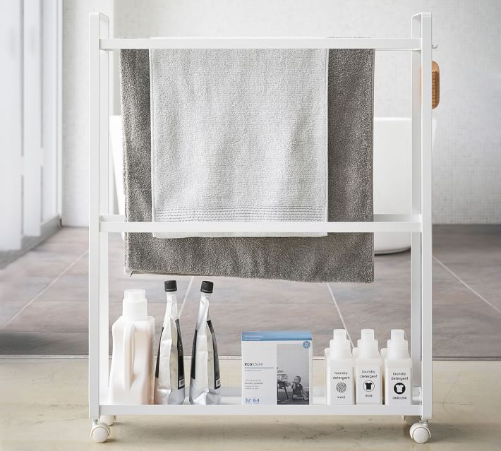 Yamazaki Rolling Towel Rack and Organizer Pottery Barn