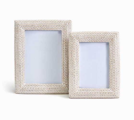 Whitewash Basket Weave Frames Set Of 2 Pottery Barn