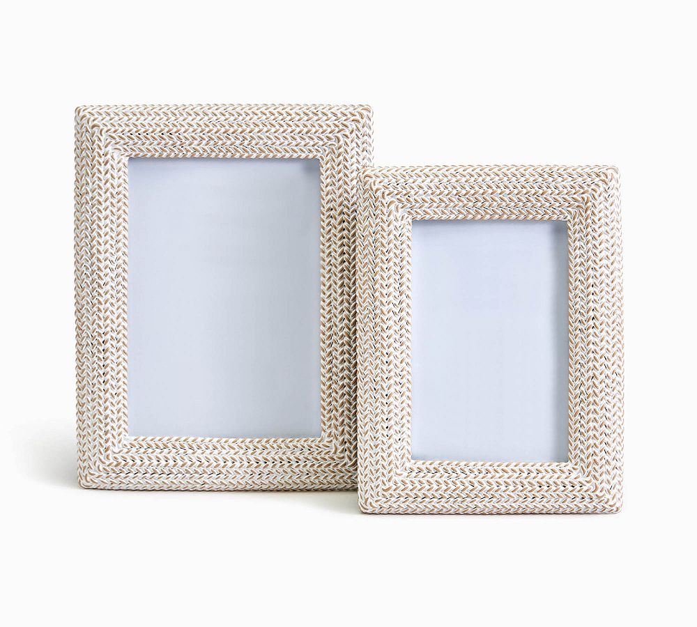 Whitewash Basket Weave Frames - Set Of 2