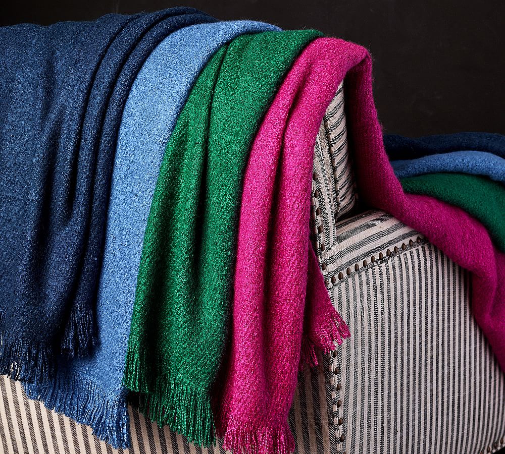 Boucle Faux Mohair Throw Blanket Pottery Barn