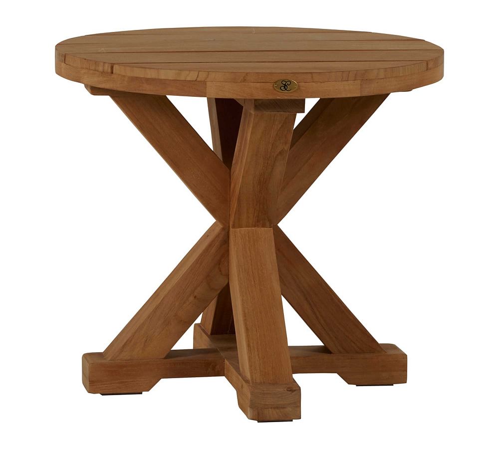 Karena Teak Round Outdoor End Table Pottery Barn