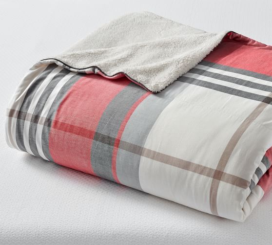 McKinley Plaid Sherpa Blanket Pottery Barn