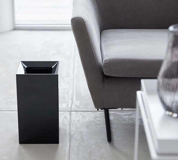 Yamazaki Home Tower Tall Trash Can - Black