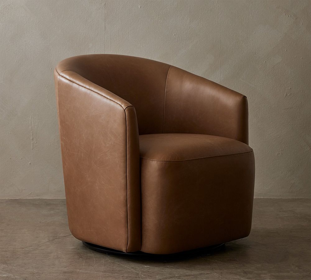 Preston Leather Swivel Armchair Pottery Barn