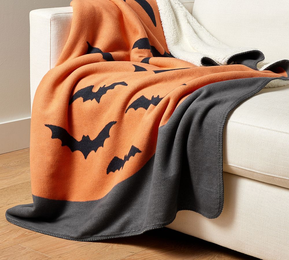 Bat Sherpa Back Throw Blanket