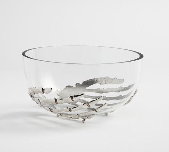 Hammered Handcrafted Glass Serving Bowl