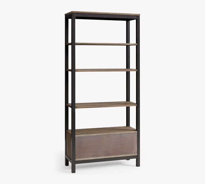 Thorndale Reclaimed Wood Open Bookcase with Drawers
