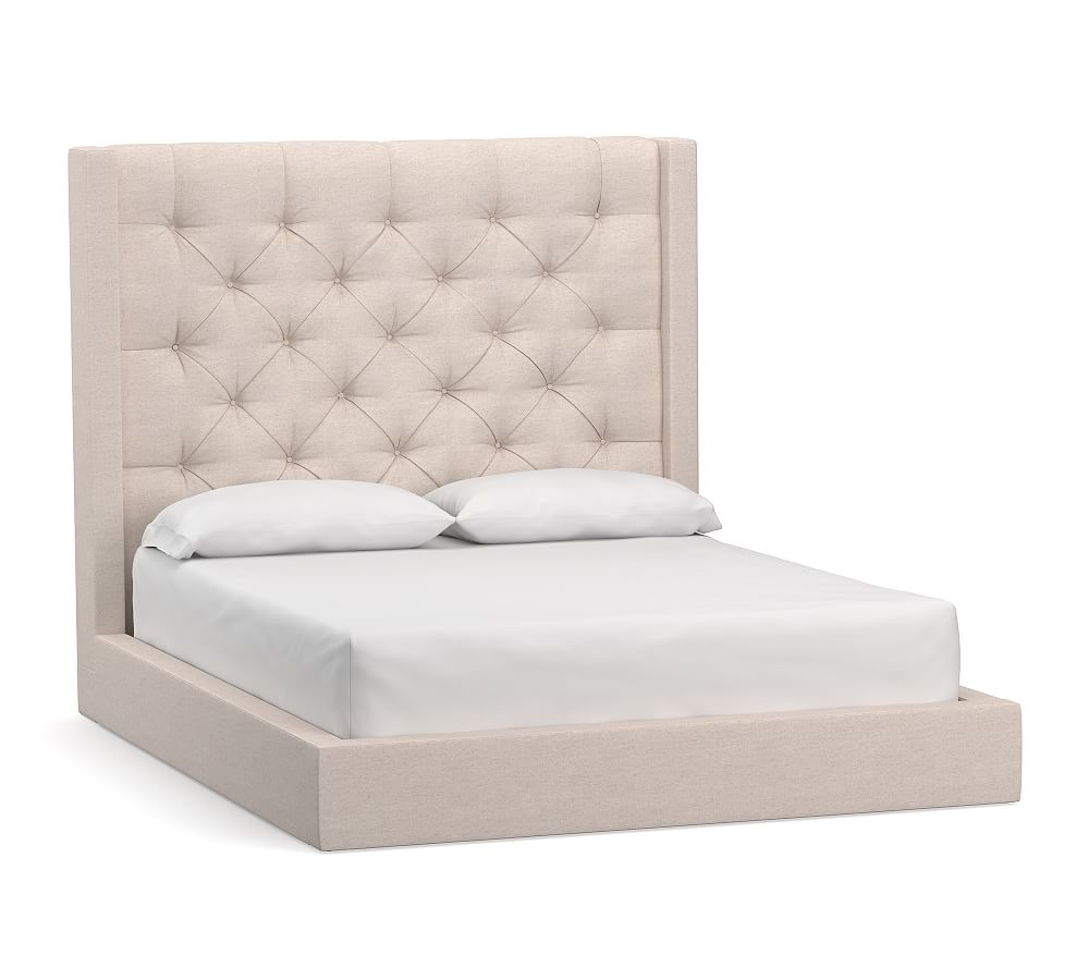 Harper Tufted Upholstered Tall Platform Bed | Pottery Barn