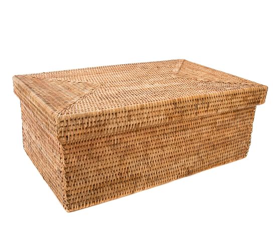 Tava Handwoven Rattan Rectangular Storage Box With Lid | Pottery Barn