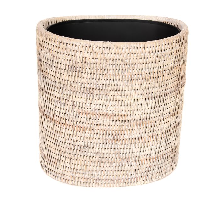 Tava Handwoven Rattan Oval Wastebasket with Metal Liner