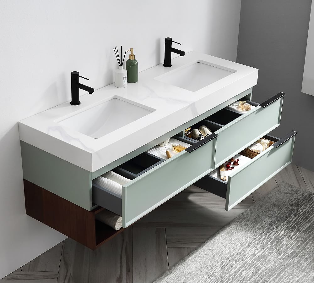 60 floating deals vanity double sink