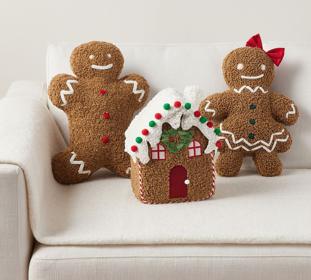 Festive Gingerbread House Pillow