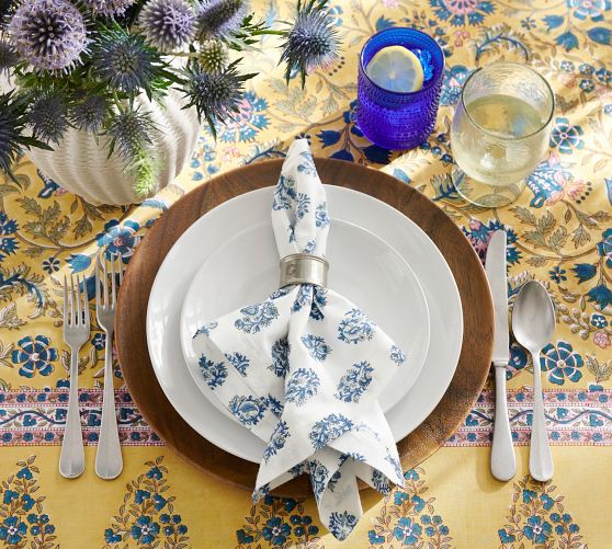 Sophia Floral Block Print Cotton Napkins - Set of 4