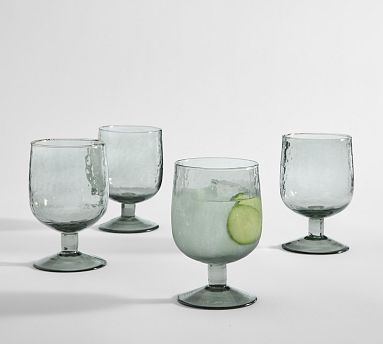 Pottery Barn Sweet July Herringbone Handcrafted Glass Highball Drinking  Glasses - Set of 4