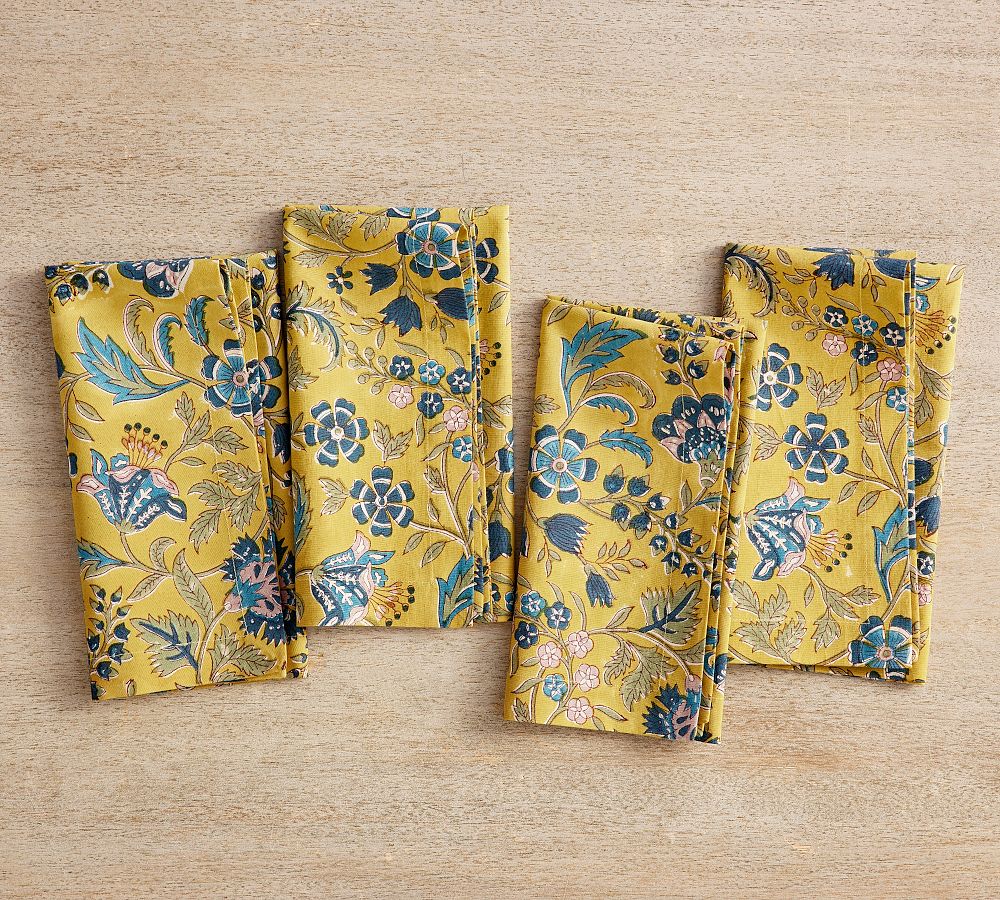 Bette Floral Print Cotton Napkins - Set of 4