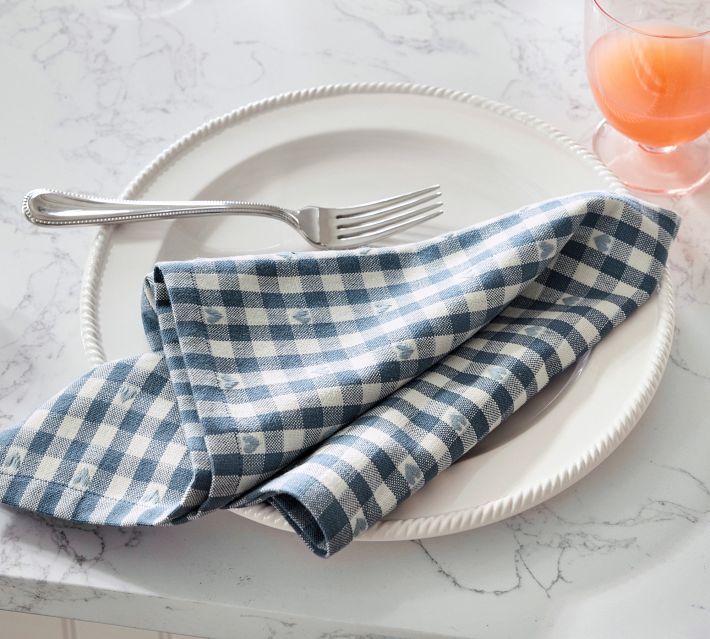 Heart Gingham Organic Cotton Tea Towels - Set of 2