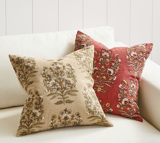 Coneflower Embroidered Cotton Square Throw Pillow Gold - Room Essentials™