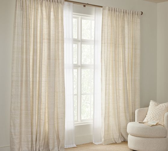 Smarcute Natural Rich Linen Curtains Semi Sheer Rod Pocket