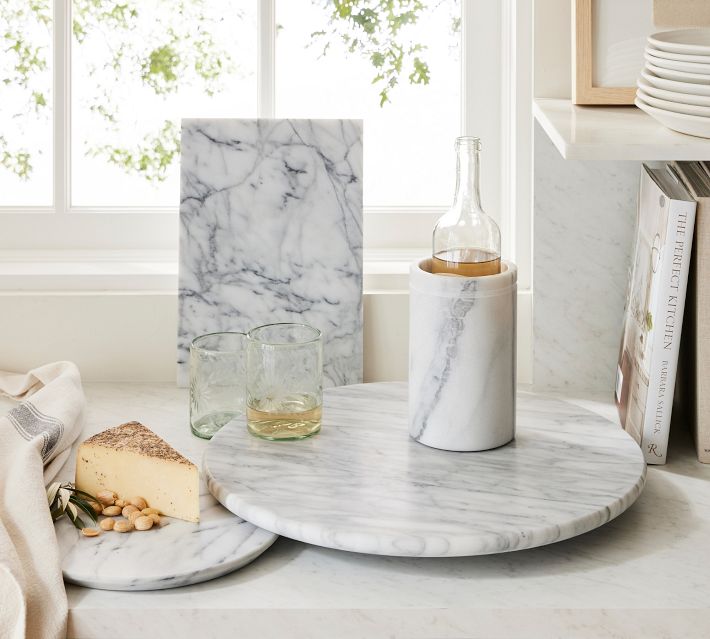 Handcrafted Beige Marble Lazy Susan