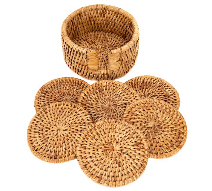 6 Pcs Rustic Coasters Wicker Coasters Rattan Coaster Wooden Round Straw  Woven Trivet Bamboo Coaster Holder Office - AliExpress