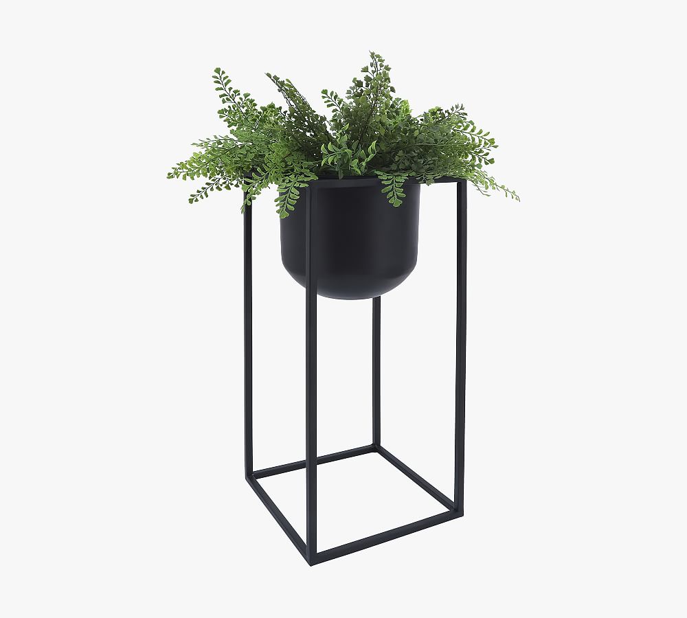 Raegan Black Round Planter on Stand - Set of 2 | Pottery Barn