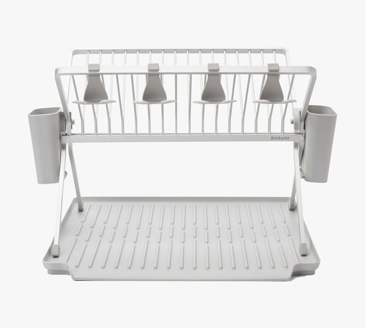 Two Tier Portable Dish Drying Rack (60cm) White PE Plated - Zensan