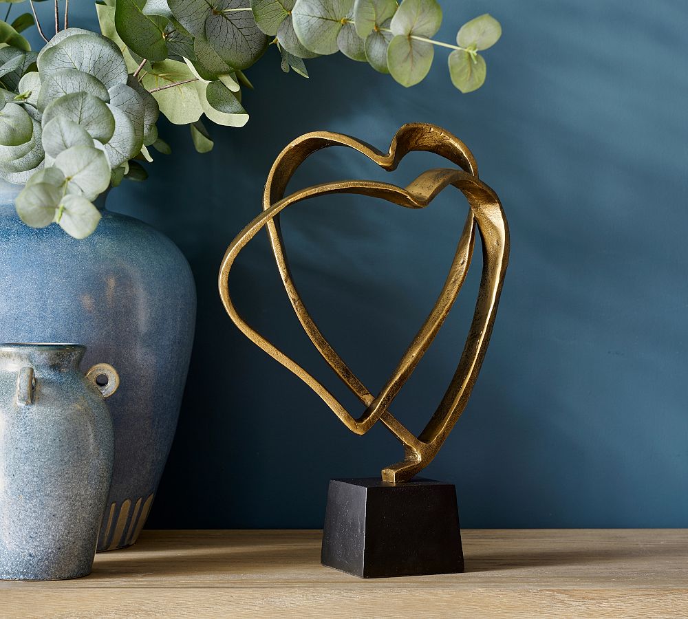 Handcrafted Brass Hearts Decorative Object