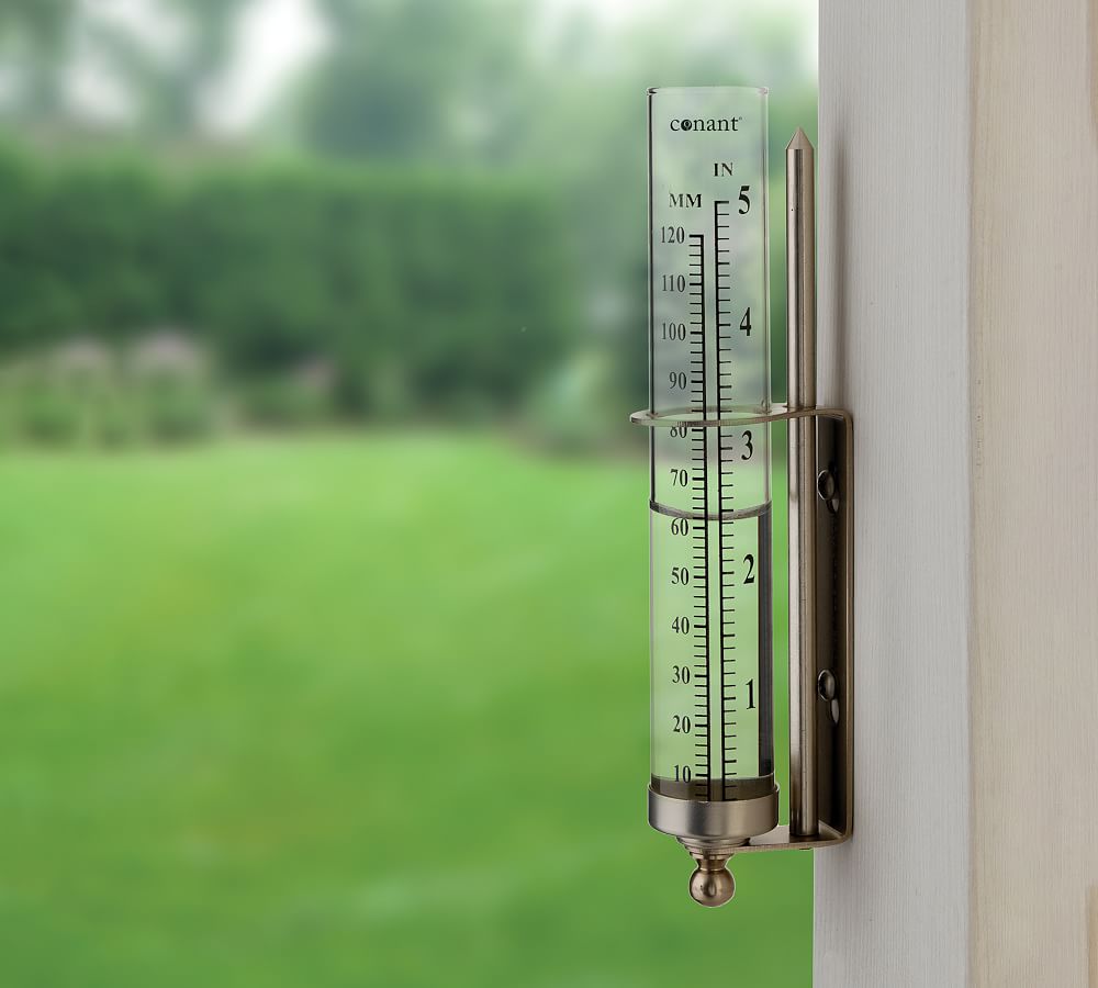 24-inch Outdoor Thermometer with Brass Finials