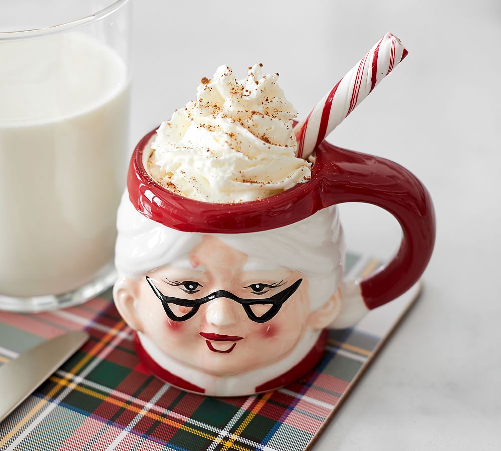 Mrs. Claus Shaped Handcrafted Ceramic Mugs