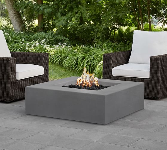 Arbor Concrete Low Square Fire Pit Table Pottery Barn