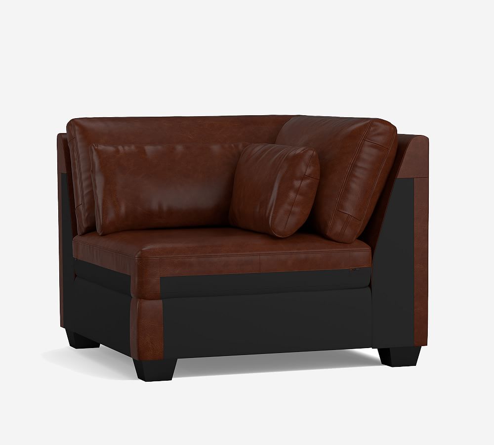 Build Your Own York Square Arm Deep Seat Leather Sectional Pottery Barn