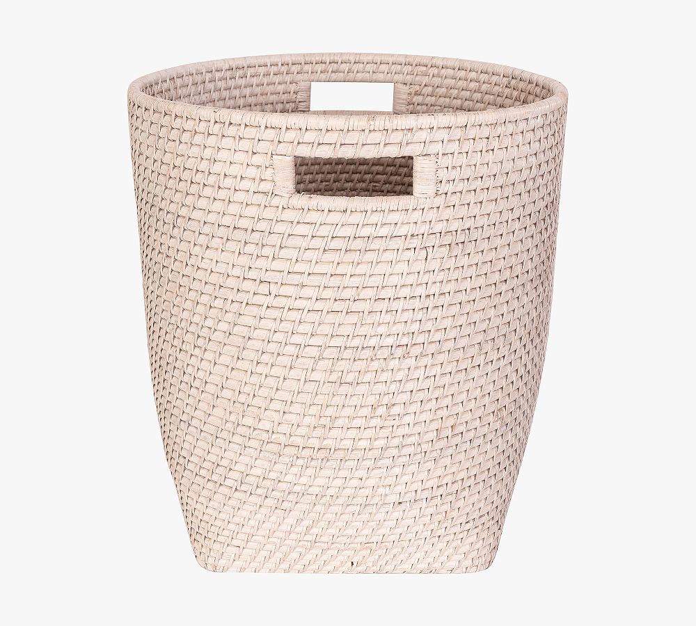 Tava Handwoven Rattan Oval Wastebasket with Metal Liner