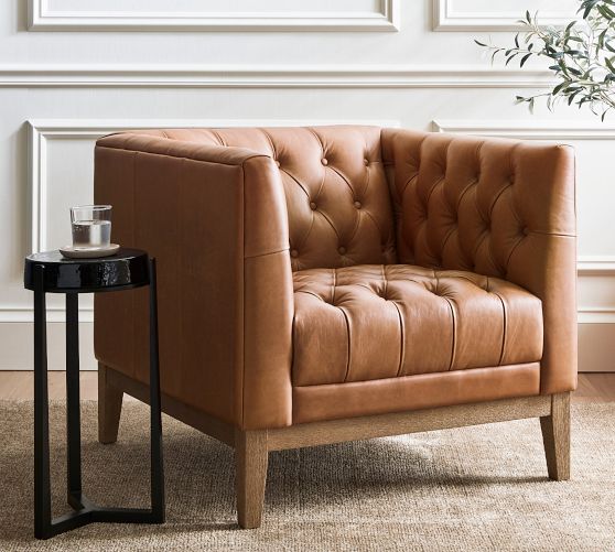 Edgewood Leather Armchair Pottery Barn