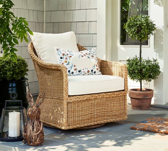 Westport Wicker Swivel Outdoor Lounge Chair Pottery Barn