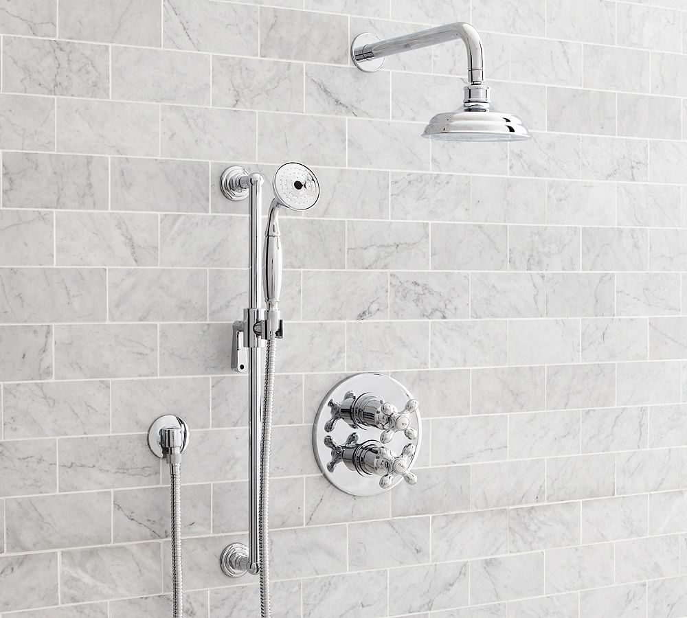 Langford Cross Handle Thermostatic Shower Set with Handshower