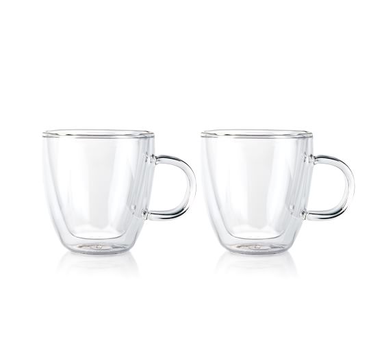 Hearth Glass Double Walled Glass Coffee Mugs, Set of 2