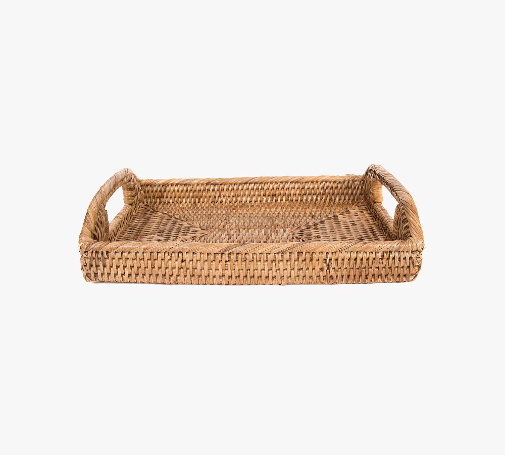 Tava Handwoven Rattan Serving Tray with Stand